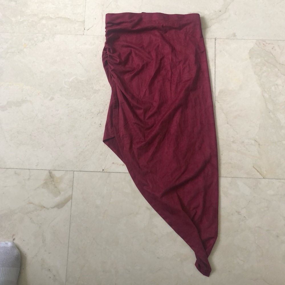 Asymmetrical burgundy skirt